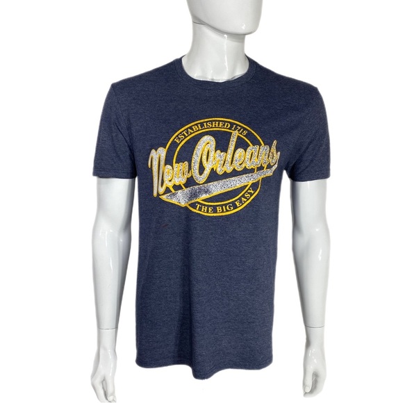 New Orleans The Big Easy Men’s Blue Short Sleeve Tee - Picture 1 of 8